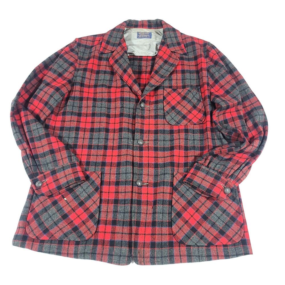 Vtg‎ Pendleton Plaid Flannel Shirt L cruiser Button Up Chore mackinaw For Repair